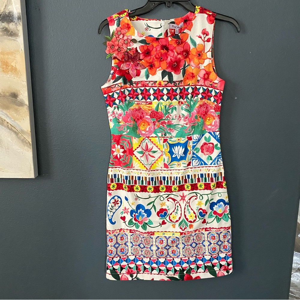 Flor et Al womens  floral dress new with tag designer sleeveless size 4